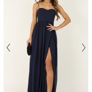 Showpo My Decision navy maxi dress, size 2